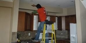 Water and Mold Restoration Being Done On Ceiling